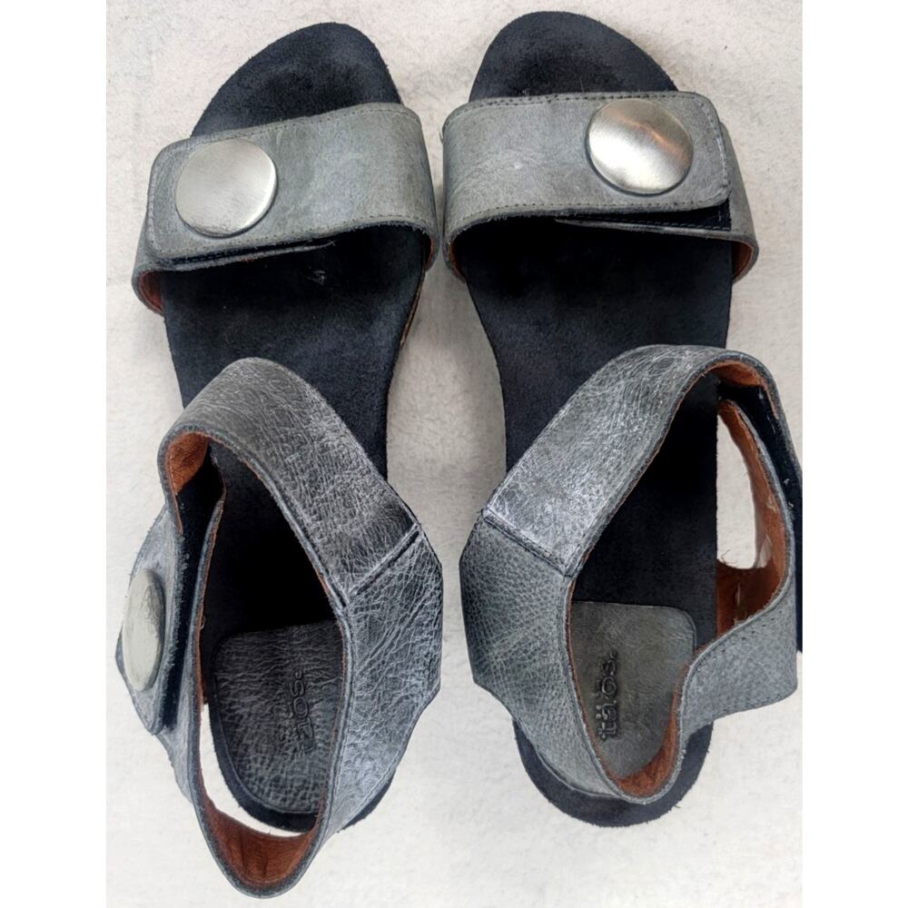 Taos Carousel 3 Leather Wedge Sandals Gray Comfort Boho 38